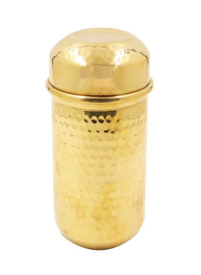 Spillbox Brass Utensil Vertical Canisters|Food Grade Jars|Ubha Dabba|Storage Container for Kitchen, Pooja, Masala, Ghee, Dry Items|Spice Box -Brass Hammered Dabba (Small-1) - Image 2